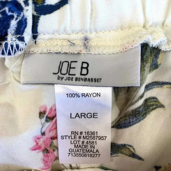Joe B Tropical Romper Shorts Overlay Open Maxi Skirt Size L Tie Waist Pull On - Picture 14 of 16